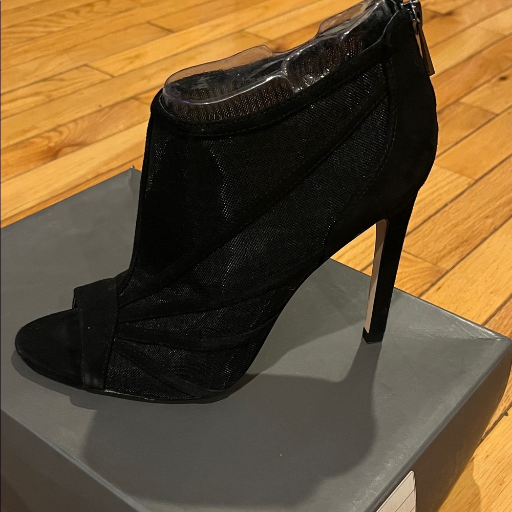 Vince Camuto Black Suede Fine Mesh New in Box (NIB) Booties